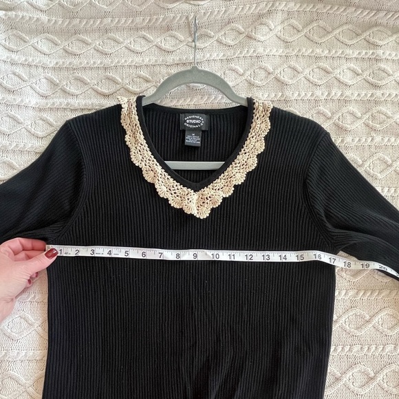 Designers Originals Black Top with Cream Lace - Picture 9 of 10